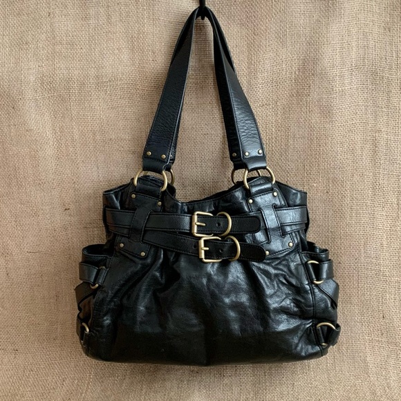Kooba Handbags - Kooba Large Black Leather Designer Shoulder Satchel Bag